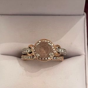 Kirk Kara 18k white and rose gold engagement and wedding band